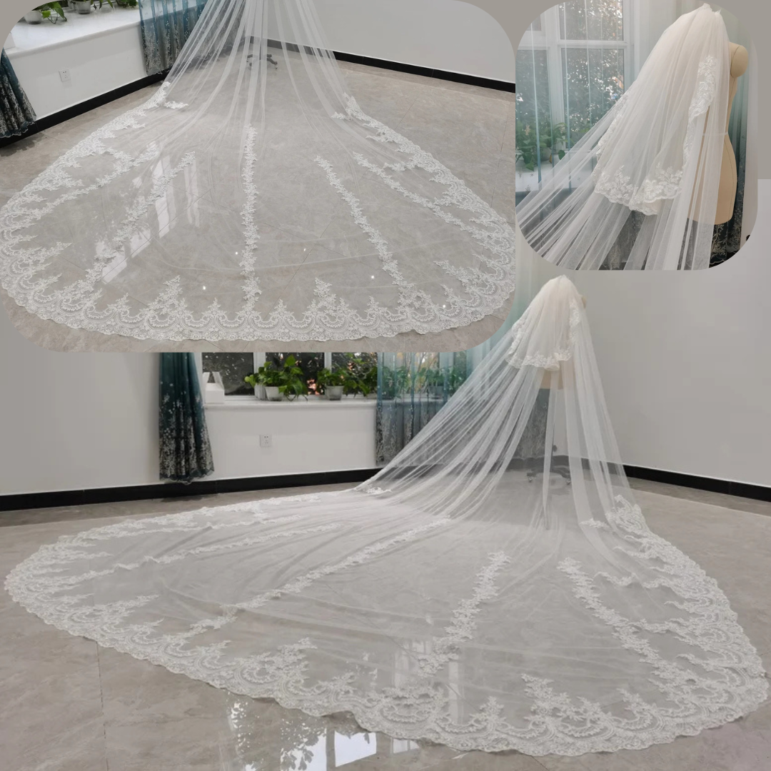 GownLink Long Bridal Veil Cathedral Christian & Catholic Wedding GLVHML08