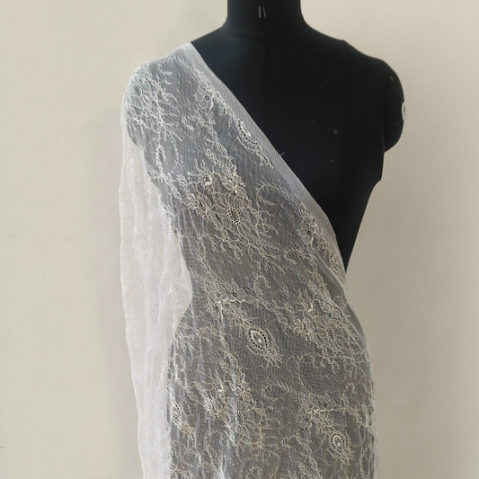 GownLink- White Lace Border for Wedding Gown-self design fabric