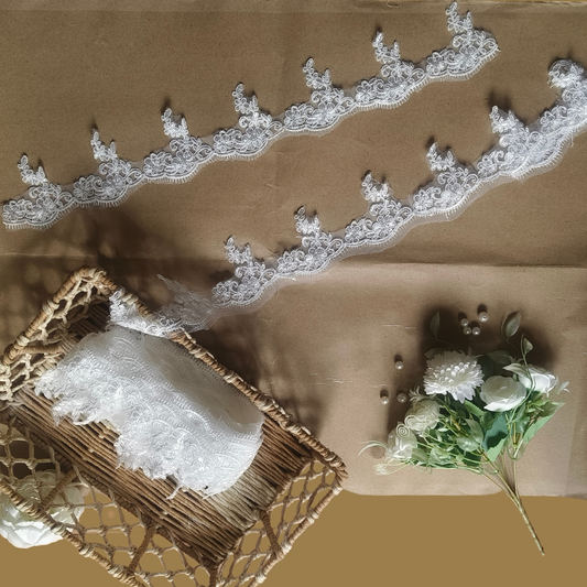 GownLink White Graceful Lace Border Wedding Gown-V-1800