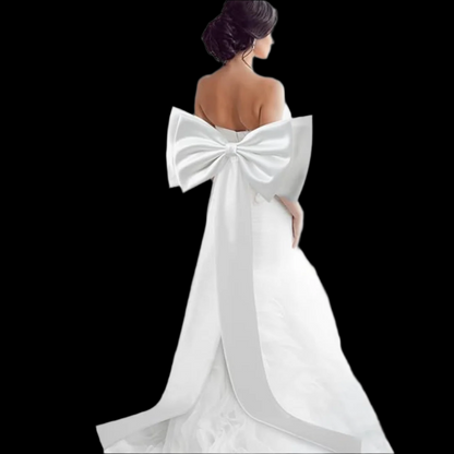 GownLink,s 67" Big Bow for Dress Long Double Satin Bow Belt for Bride Formal Wedding Dress