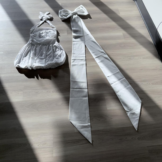 Gowlink,s Chuarry Extra Long 67" Satin Big Bow Detachable Train Removable Sweep Train Waist Sash Belt for Bride Formal Wedding Dress