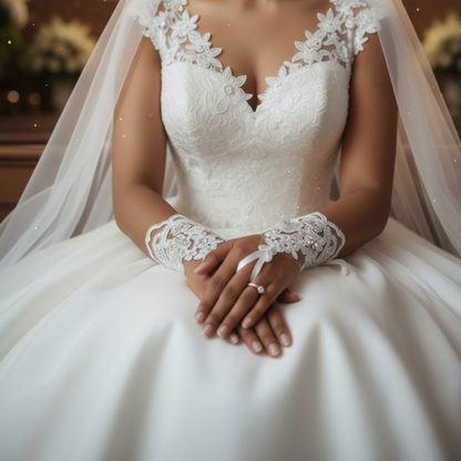 GownLink's Arm Length Long Bridal Gloves for Christian & Catholic Wedding G-VHL02