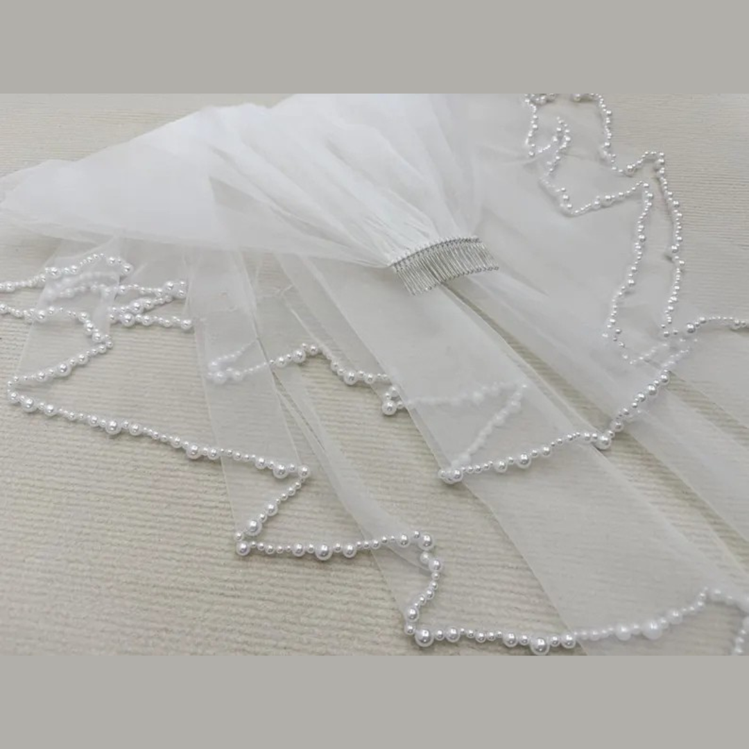 Gownlink Cathedral Bridal & Holy Communion Short Veil Code- GLVPearl-1