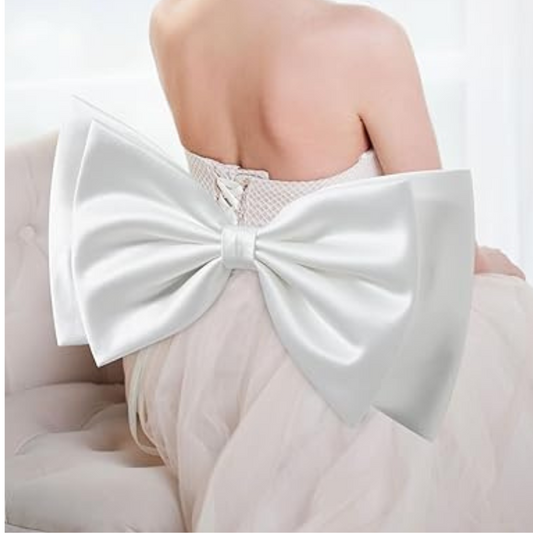 GownLink,s 17.8" Big Bow For Wedding Dress Detachable Double Satin Bow Belt For Bride Woman