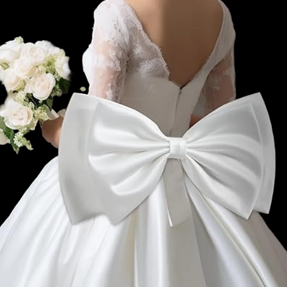 GownLink,s 17.8" Big Bow For Wedding Dress Detachable Double Satin Bow Belt For Bride Woman