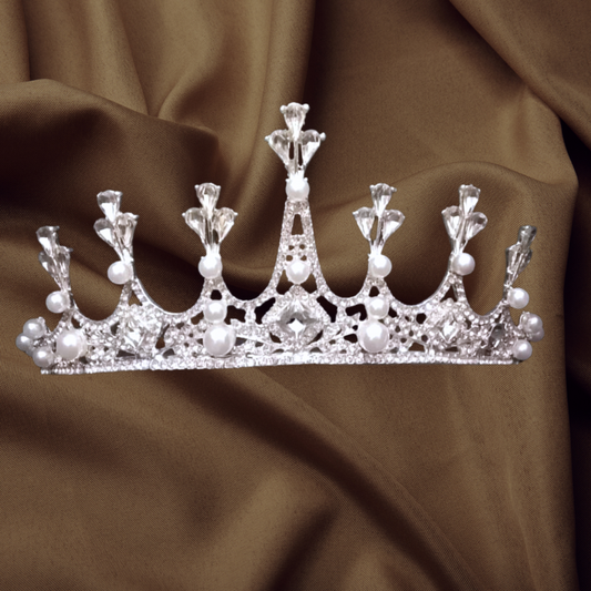 GownLink's Pearl and Stone Majesty Royal Luxury Bridal Crown, an Awe-Inspiring Masterpiece C38