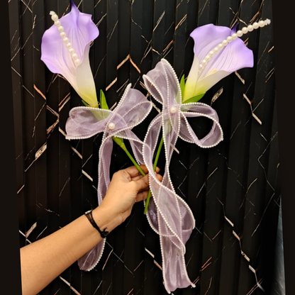 GownLink White and green color Bridesmaid Bouquet Set of Two