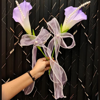 GownLink White and green color Bridesmaid Bouquet Set of Two