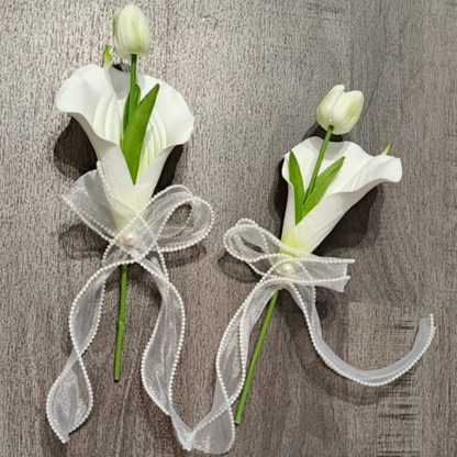 GownLink White and green color Bridesmaid Bouquet Set of Two