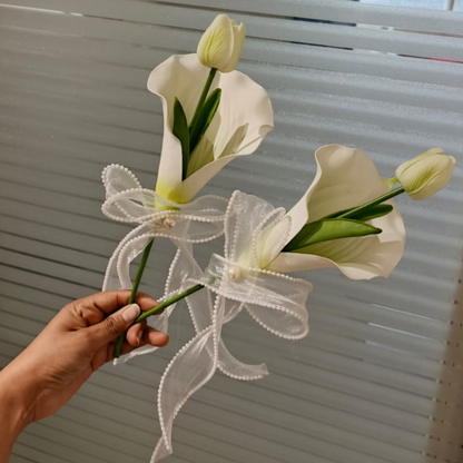 GownLink White and green color Bridesmaid Bouquet Set of Two