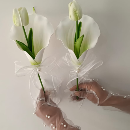 GownLink White and green color Bridesmaid Bouquet Set of Two