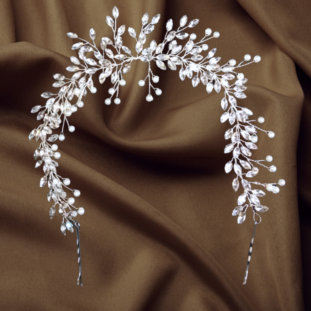GownLink's Silver Elegance  Wedding Crown Wreath for Exquisite Bridal Hair Accessories W79