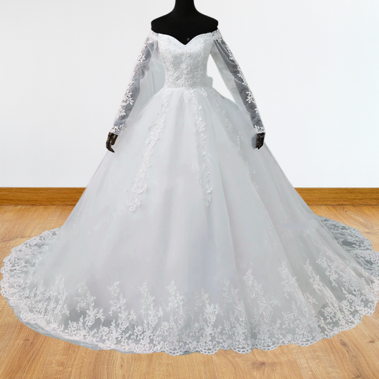 GownLink White Christian and Catholic Wedding Train Gown GLGF071SL