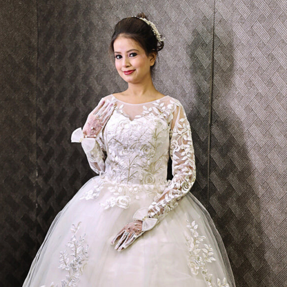 GownLink Bridal Gloves with Bow, and Lustrous Pearl Beads G112