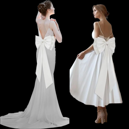 Gowlink,s Bencailor Big Satin Bow Large Detachable Bow Train for Dress 17.72" Wide Waist Sash Belt Bride Formal Wedding Dres