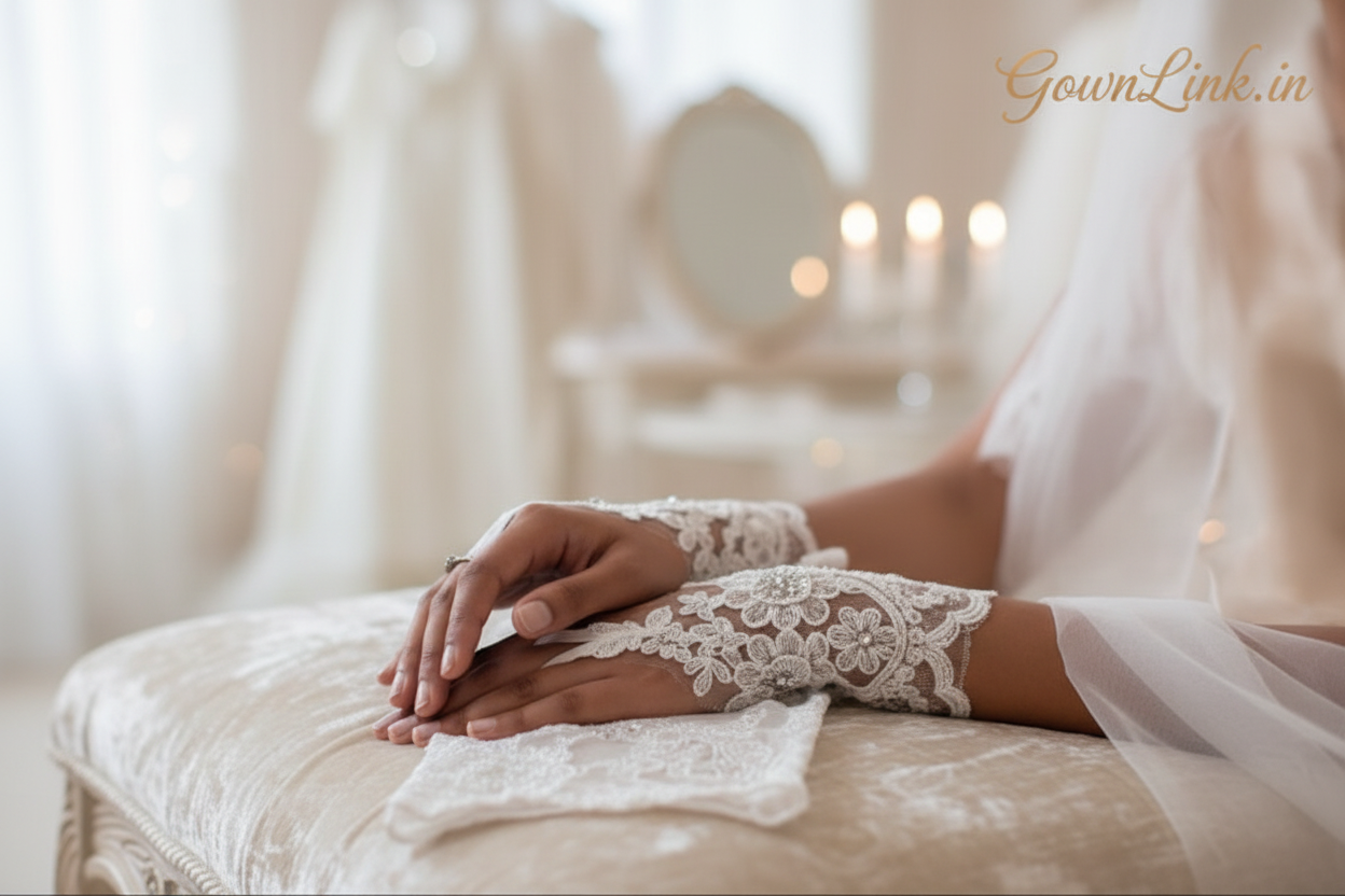 GownLink's Arm Length Long Bridal Gloves for Christian & Catholic Wedding G-VHL02