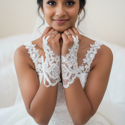 GownLink's Arm Length Long Bridal Gloves for Christian & Catholic Wedding G-VHL02