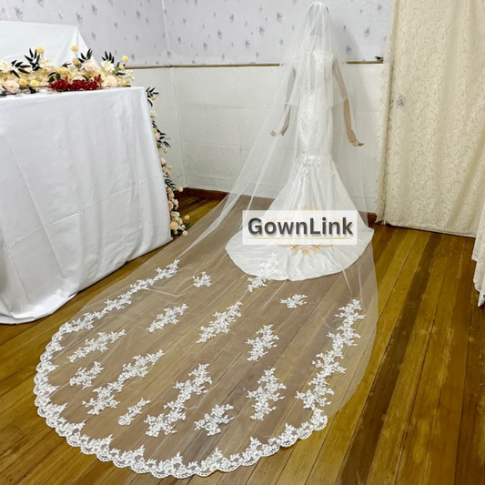 GownLink Bridal Long Veil Comb for Christian & Catholic Weddings GLVL-22