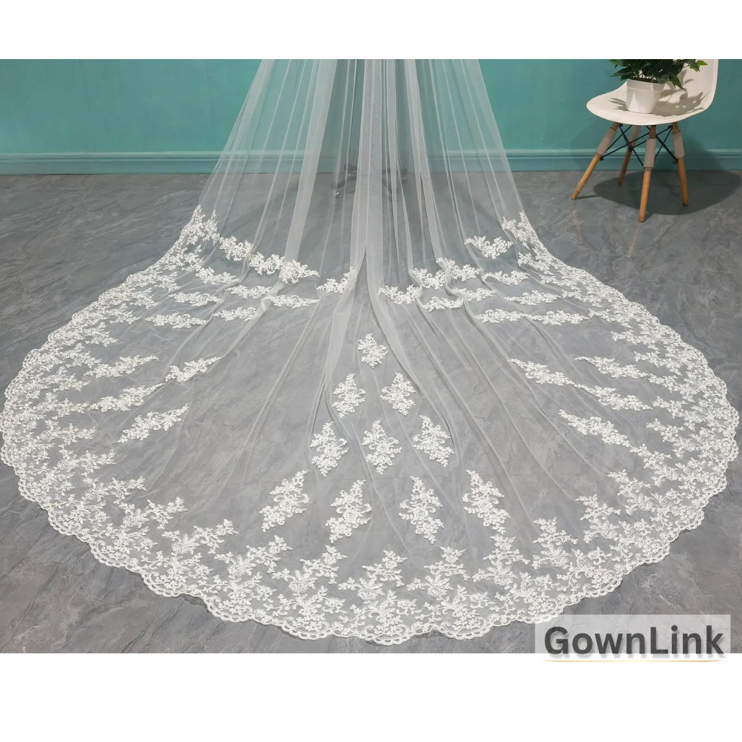 GownLink Bridal Long Veil Comb for Christian & Catholic Weddings GLVL-24