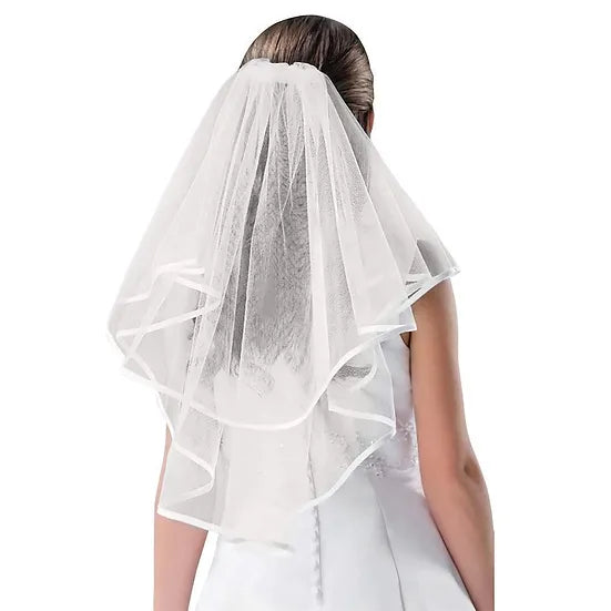 "Cherished Moments White Wedding Veil for Christian and Catholic Unions."