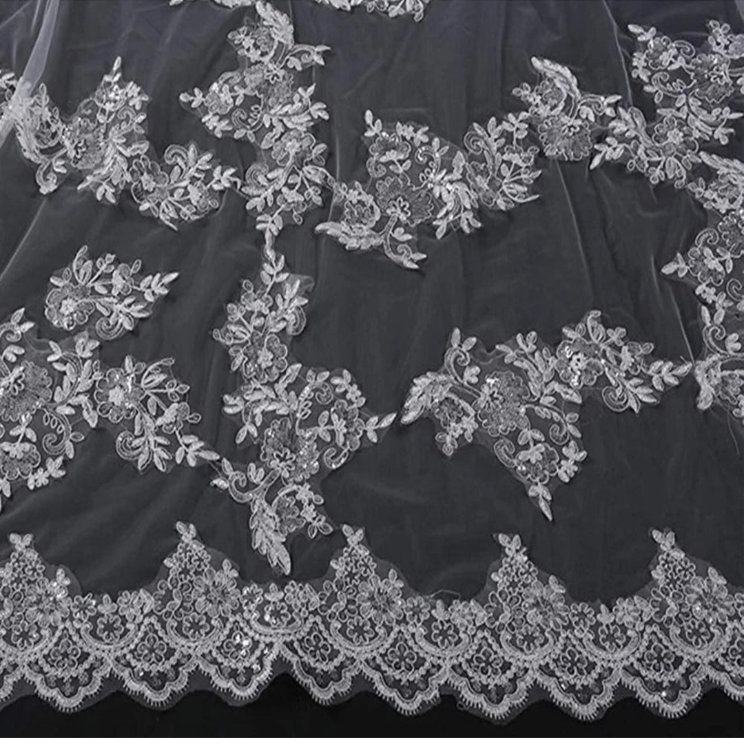 Detail of stitching and design on Bridal Lace Patch — GownLink GLVHL02