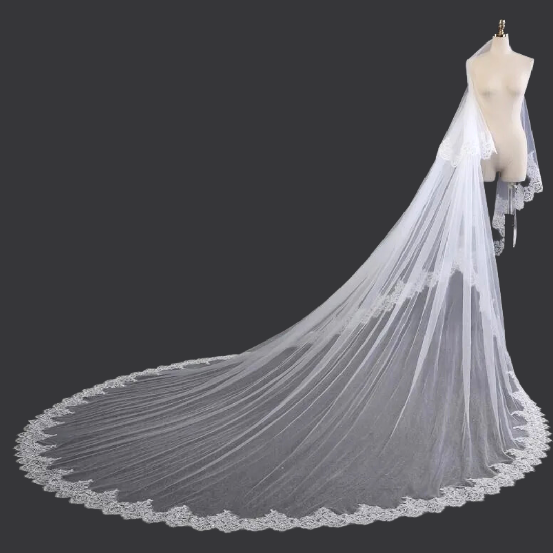 "Pure Affection White Veil for Christian and Catholic bridal Wedding Bliss."