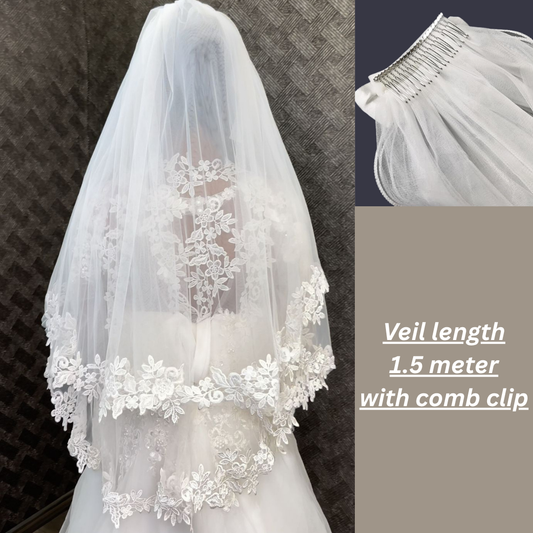 GownLink Bridal Short Veil Comb for Christian & Catholic Weddings GLVLKD03
