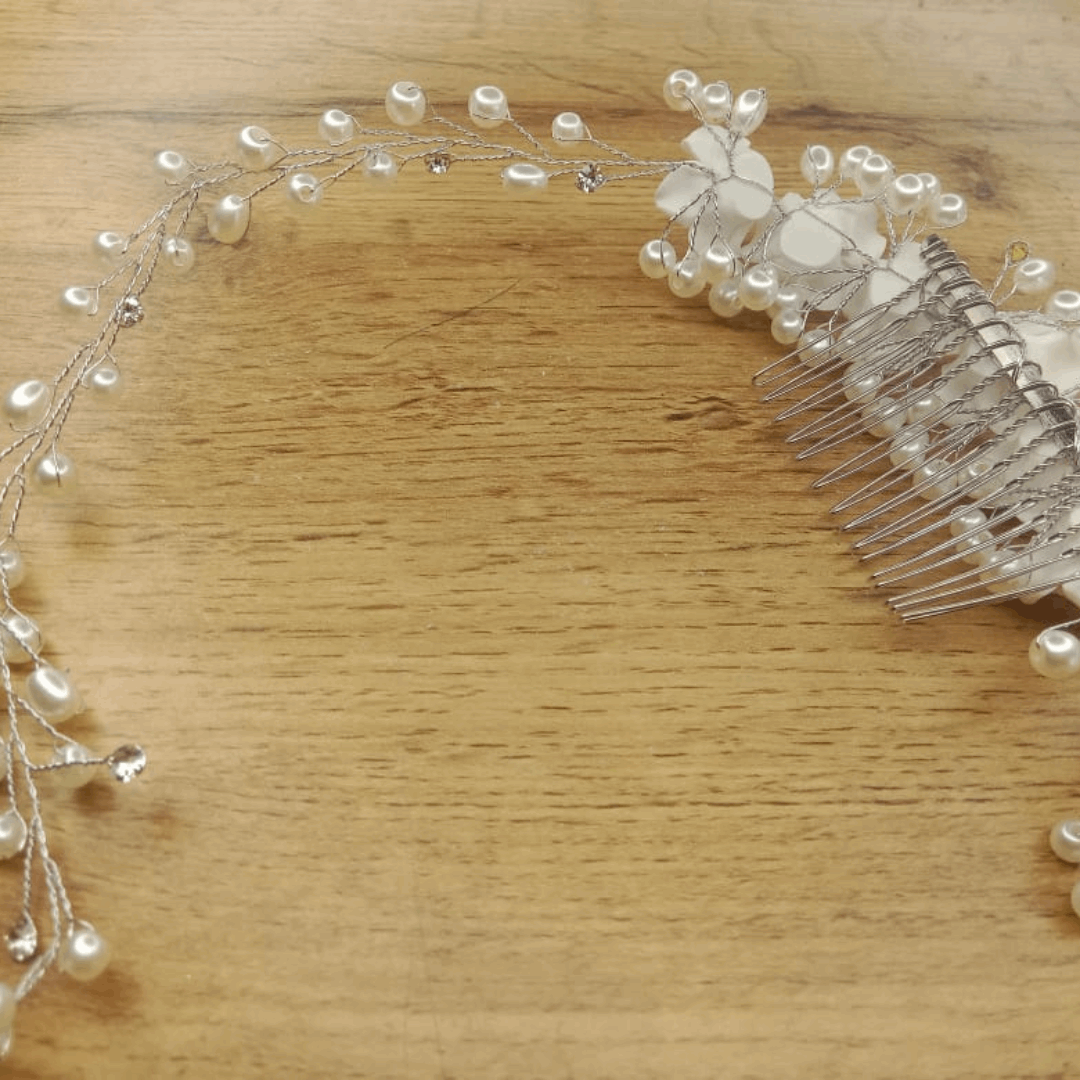 Vintage-inspired Bridal Wreath with Embellished Roses and Crystals