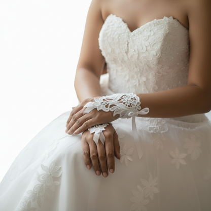 GownLink's Divine Pearl weave Timeless Elegance in Bridal Gloves G21