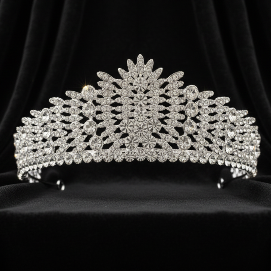 GownLink Silver Crystal Tiara Crown Headband Princess Elegant Crown C-47