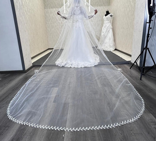 GownLink's  Cathedral Bridal Long Veil 3.5 Meters Christian & Catholic Weddings  GLVLB2