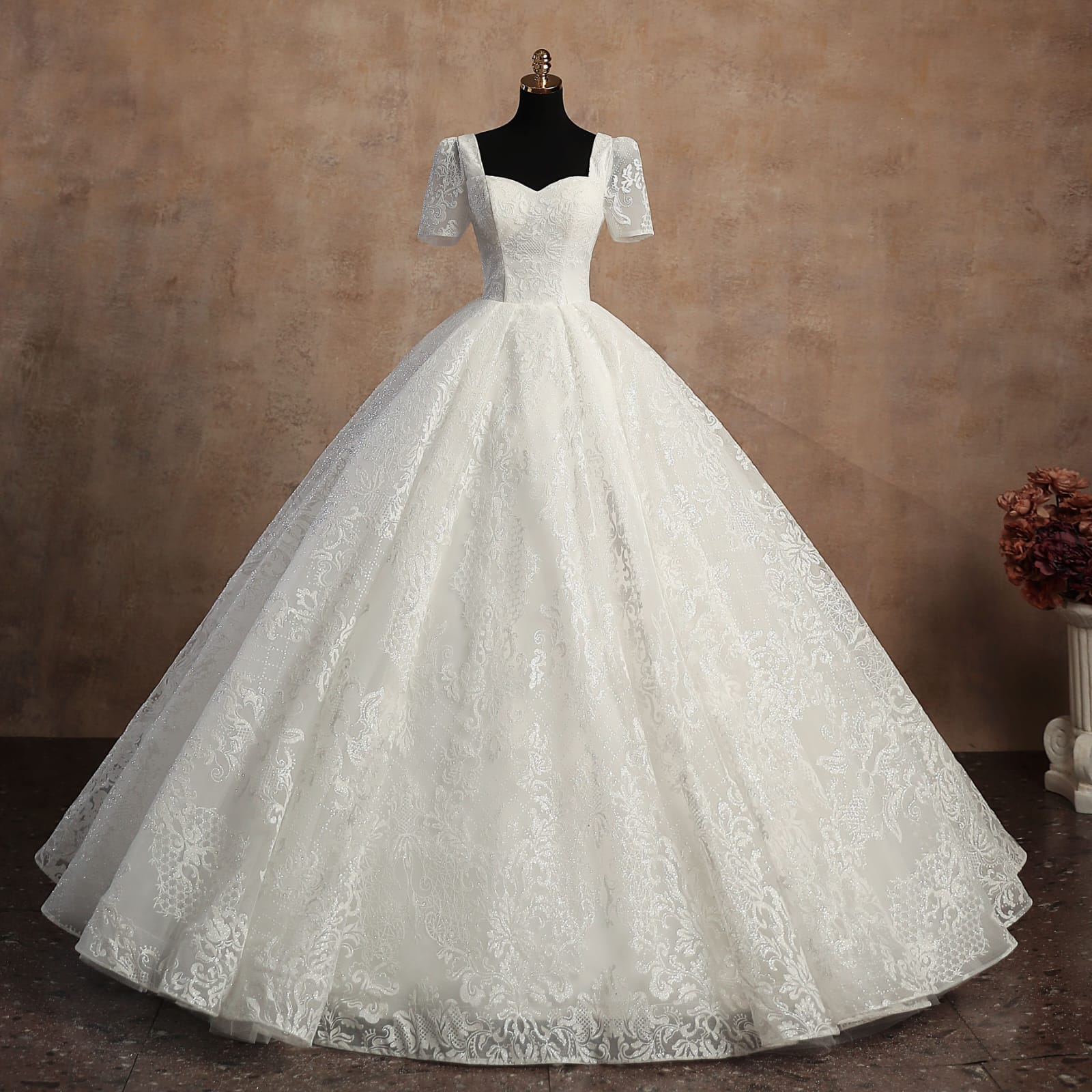 Buy White Wedding Ball Gown with High Neck Style in India | GownLink