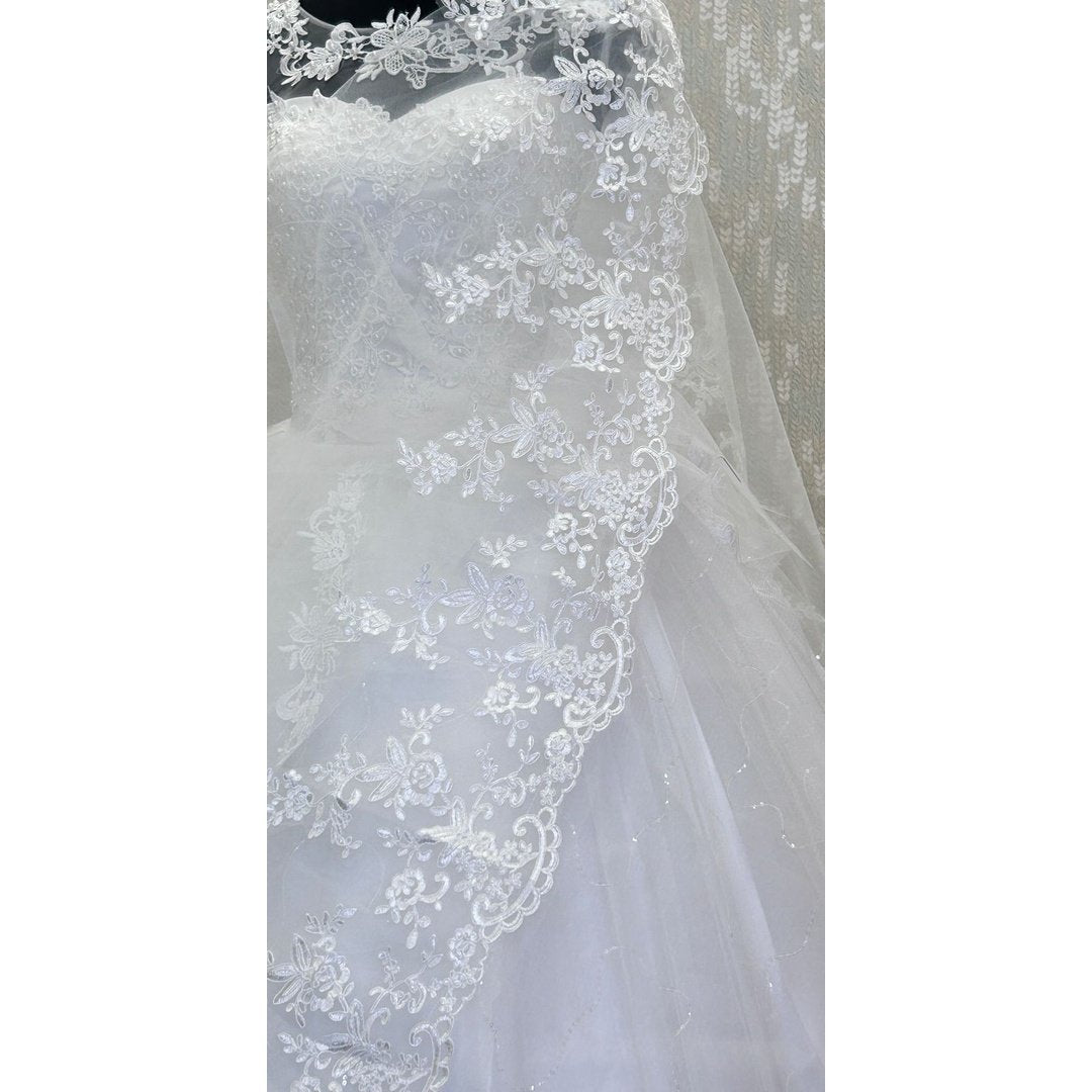 GownLink's Sacred Splendor Heavenly Bridal Train Gown for Christian and Catholic Weddings  GLGF042T