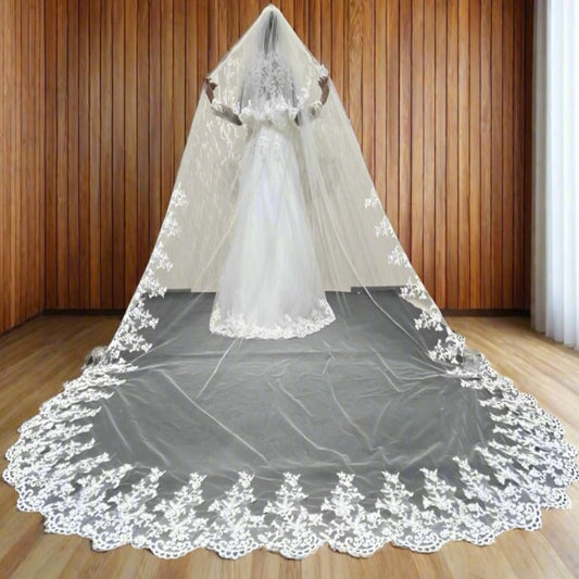 GownLink's  Long Bridal Veil Cathedral Christian & Catholic Wedding GLHS14 ( 3.5 Meter Length 60 inches width)