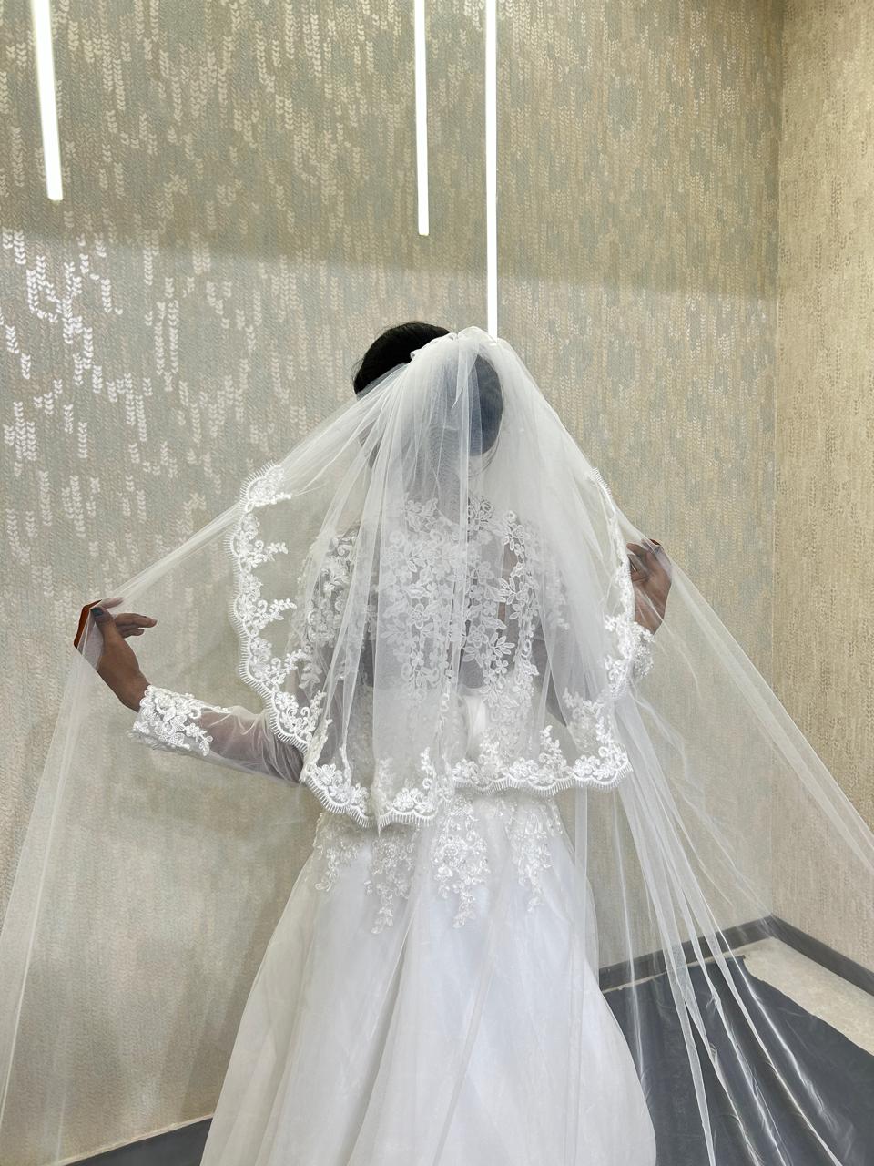 2 tier long veil