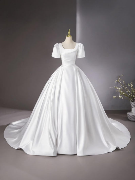 GownLink Satin Bridal Train Gown for Christian & Catholic Weddings