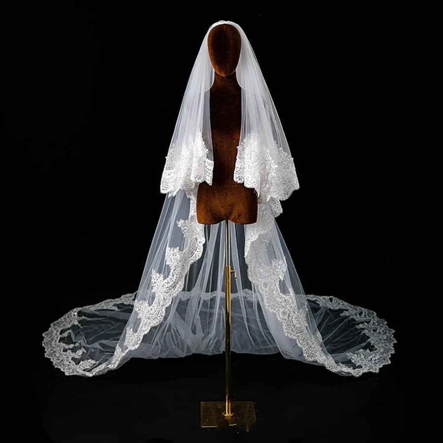 GownLink Cathedral Bridal Long Veil for Christian and Catholic Weddings GLVLW83short