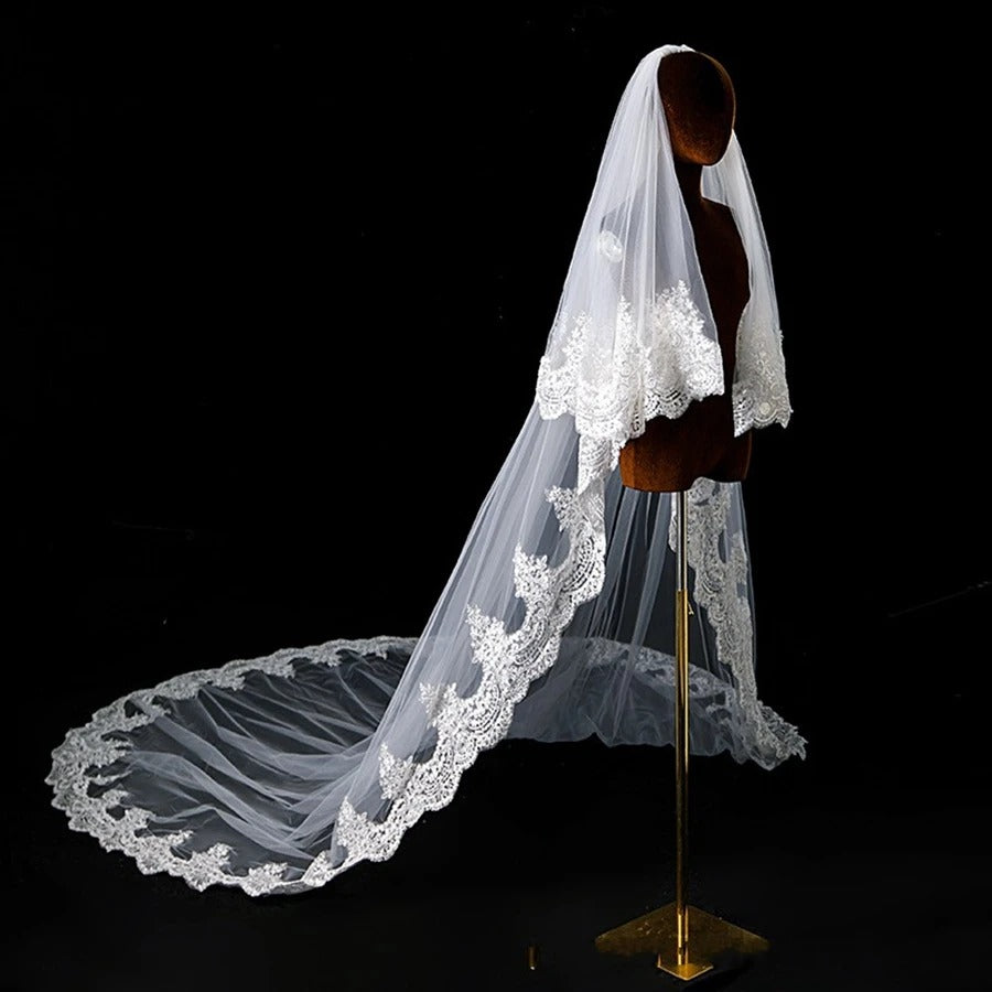 GownLink Cathedral Bridal Long Veil for Christian and Catholic Weddings GLVLW83short