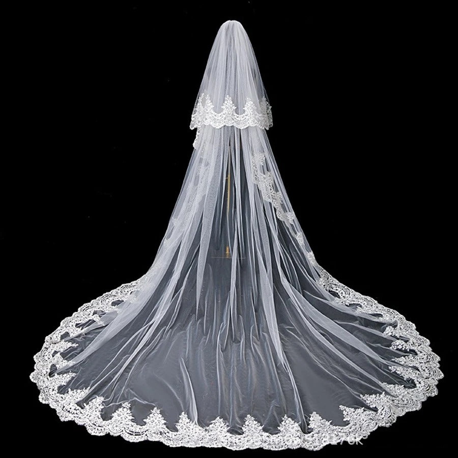 GownLink Cathedral Bridal Long Veil for Christian and Catholic Weddings GLVLW83short