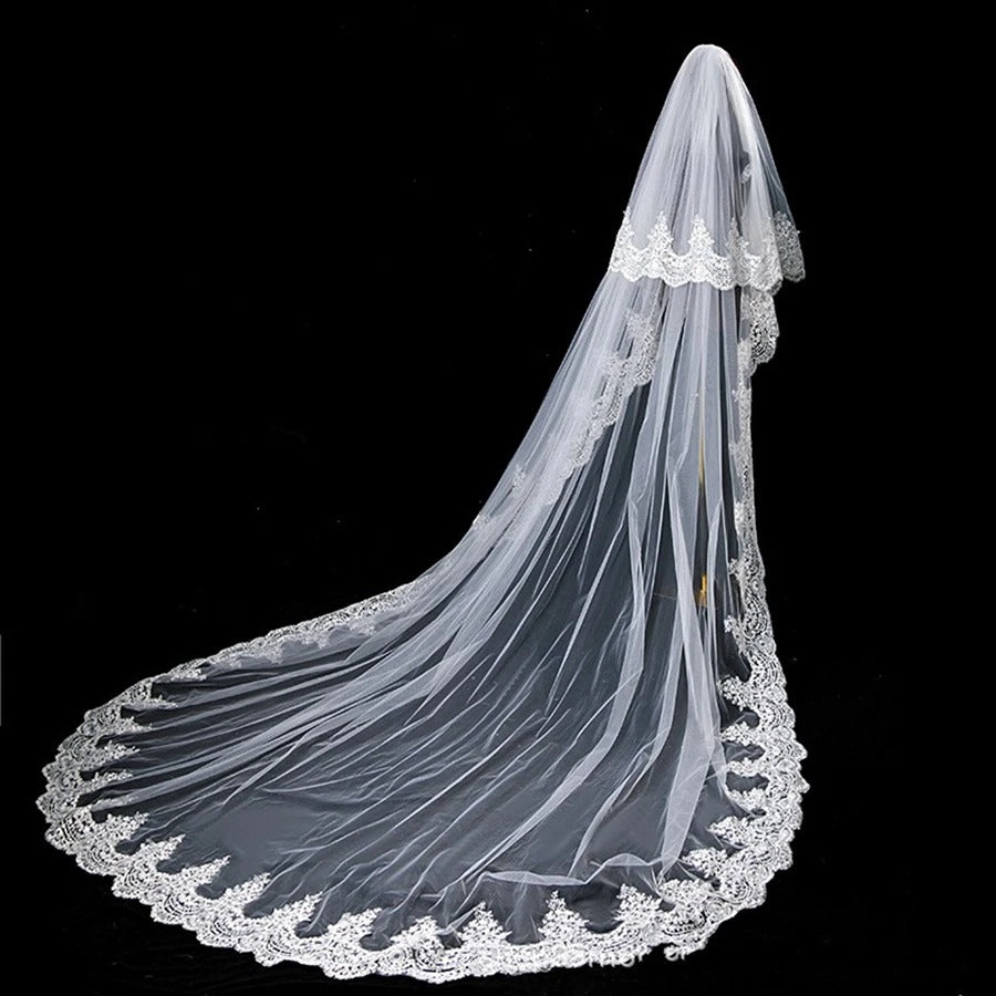 GownLink Cathedral Bridal Long Veil for Christian and Catholic Weddings GLVLW83short