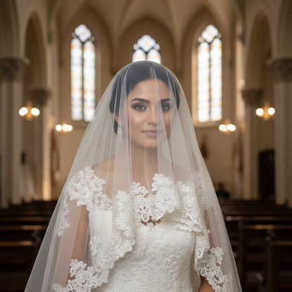 Detail of veil fabric and texture — GownLink GLV1800W