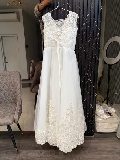 GownLink First holy communion Gown White Color with extra Sleeves