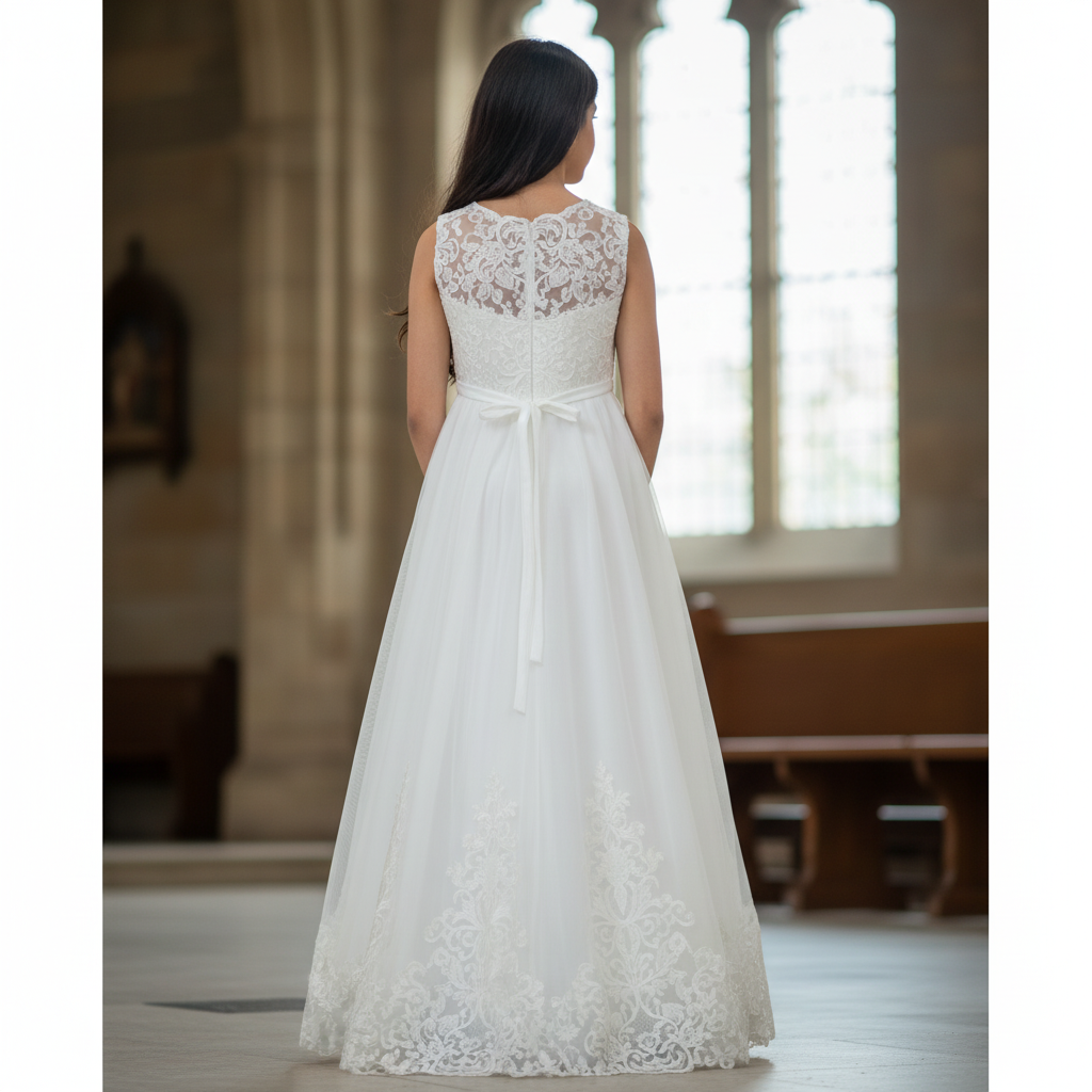 GownLink First holy communion Gown White Color with extra Sleeves