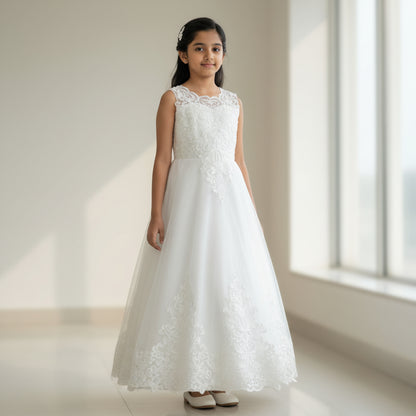 GownLink First holy communion Gown White Color with extra Sleeves