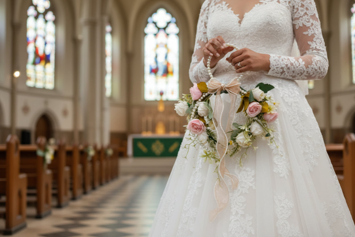 Most beautiful church bridal bouquet pink and white color B-114