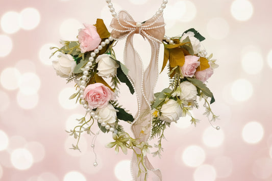 Most beautiful church bridal bouquet pink and white color B-114
