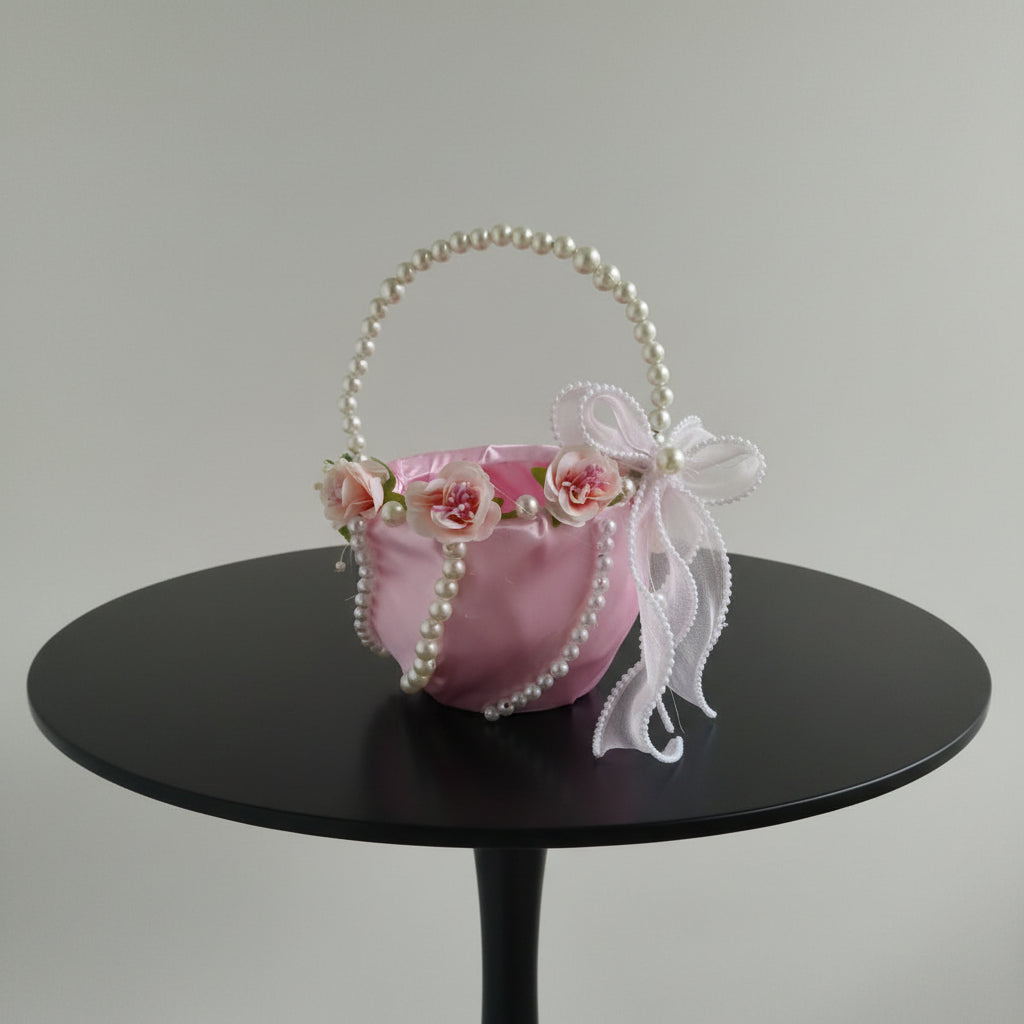 GownLink Set of 2 Flower Girl Baskets Pink Color B-2