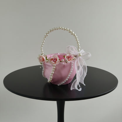 GownLink Set of 2 Flower Girl Baskets Pink Color B-2