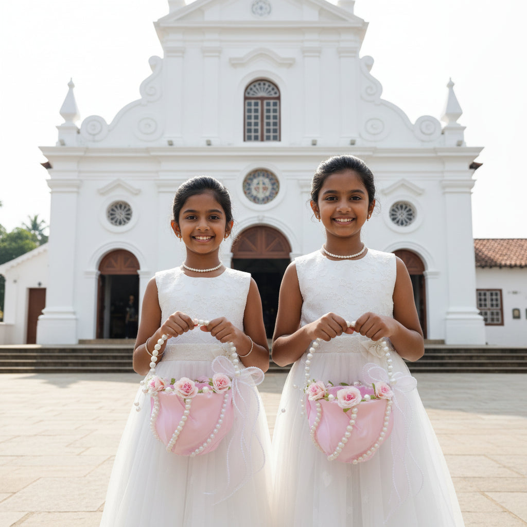 GownLink Set of 2 Flower Girl Baskets Pink Color B-2