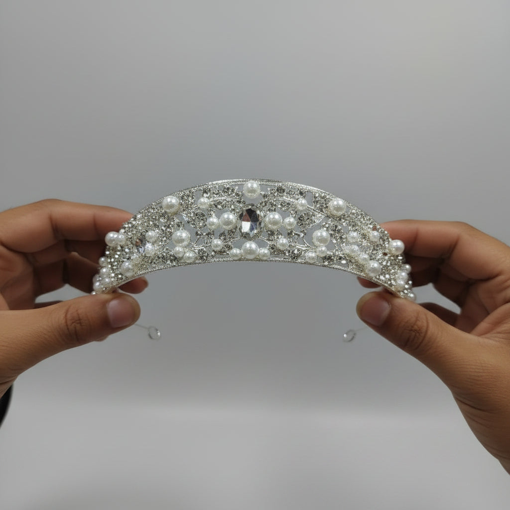 GownLink Bridal Crown With Exquisite pearl & Stonework C-41